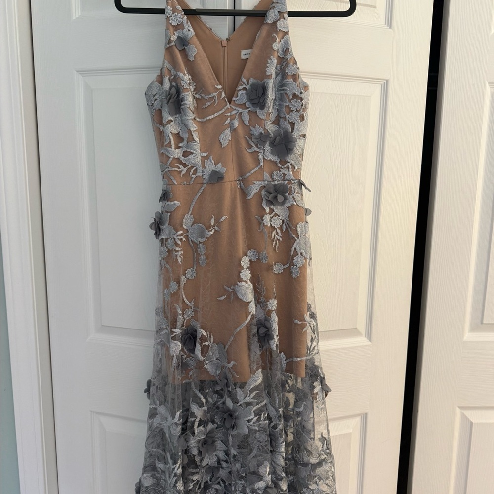 Dress the Population Gray and Tan High Low Dress